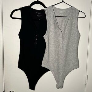 American Eagle M 2 Button Up Ribbed Soft & Stretchy Thong Bodysuits